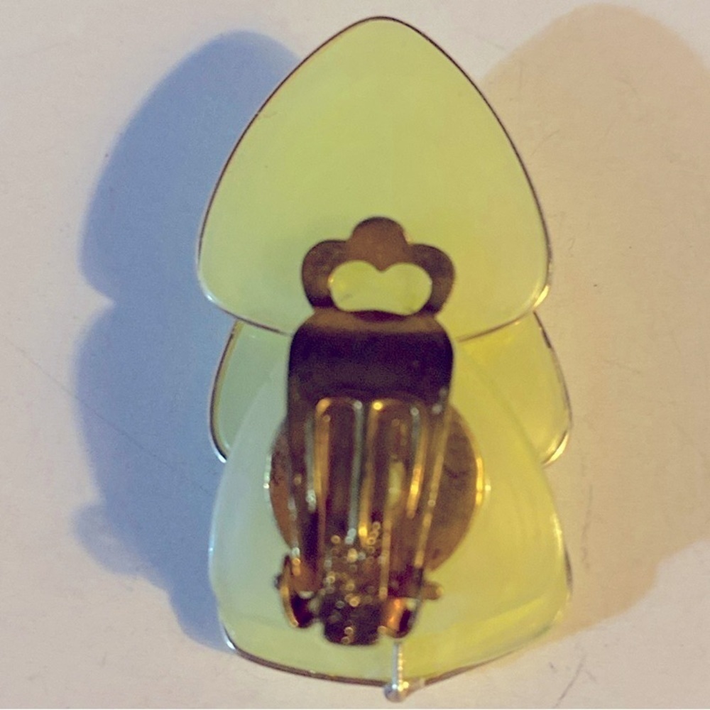 West Germany Earrings, Clip on, Gold tone, Lemon yellow, Vintage, minimalist - Picture 6 of 10